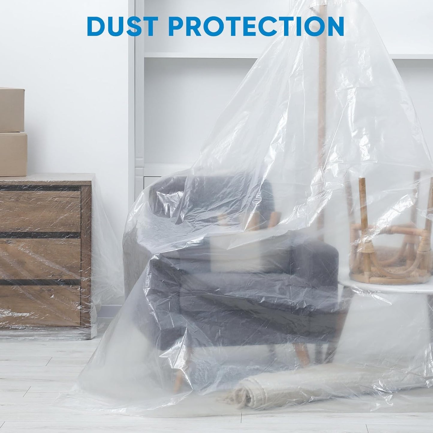TICONN 12 x 9 Ft Waterproof Plastic Drop Cloth - Heavy-Duty Painters Sheeting for Floor & Furniture Protection (6PK, 1.2Mil)