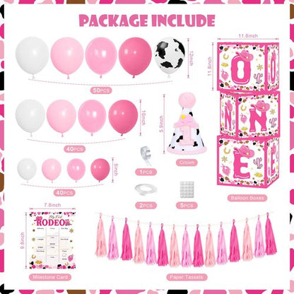 My First Rodeo Decorations Girl, Western Cowgirl 1st Birthday Party Decorations, Cowgirl Balloon Arch Kit Western Party Supplies Backdrop Tablecloth for 1st Rodeo Birthday Party Decor Girl