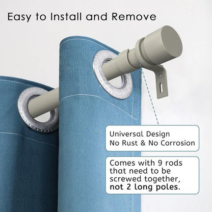 Byondeth Adjustable Curtain Rods - 16 to 144 Inches, 1 Inch Diameter, Brushed Nickel Finish