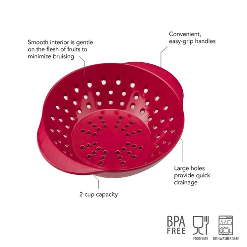 Tovolo Mini Berry Melamine Colander (Cayenne) - Small Food Strainer for Berries & Fruit/BPA-Free, Food-Safe, & Dishwasher-Safe