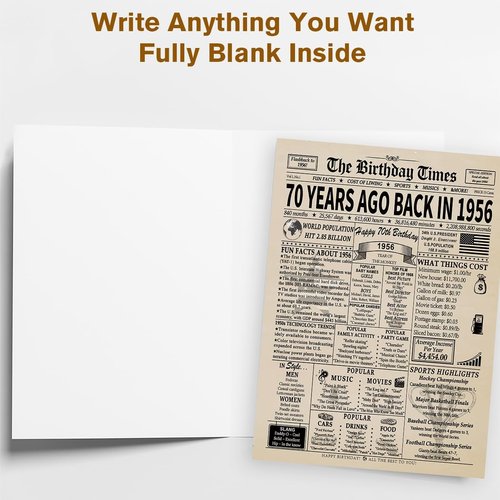 Happy 70th Birthday Card - Unique Gifts for Him/Her | Funny Decorations from 1956