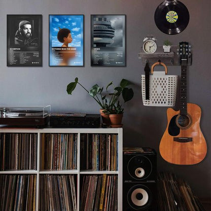 Anslivle 3-Piece Framed Canvas Drake Album Cover Posters, Black, 16x24 inches, Contemporary Music Wall Art for Living Room, Bedroom, Home Office