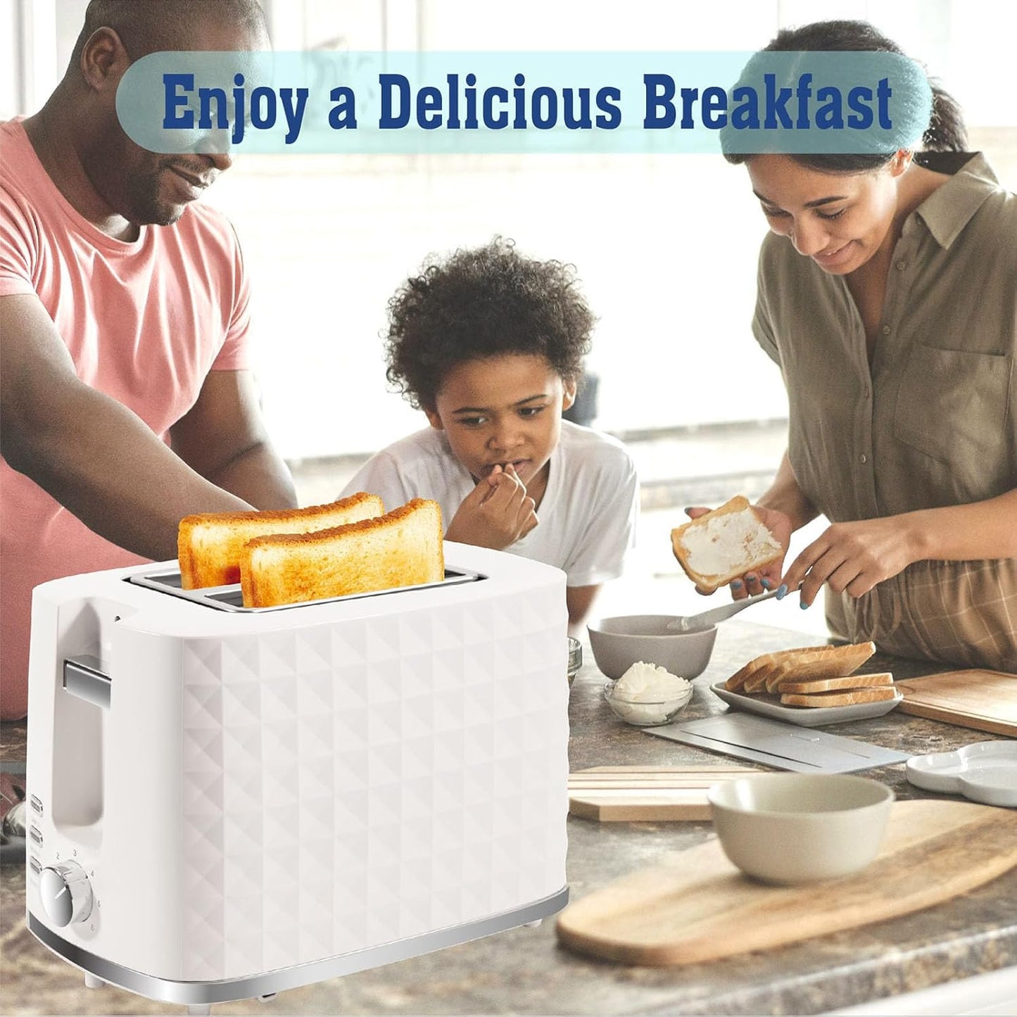 Skiennix 2-Slice Toaster - Wide Slot Bread Toaster with Cancel, Bagel & Defrost Functions | Beige