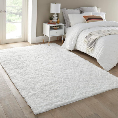 Ophanie 6x9 White Area Rug - Large Fluffy Shag Carpet for Living Room & Bedroom Decor