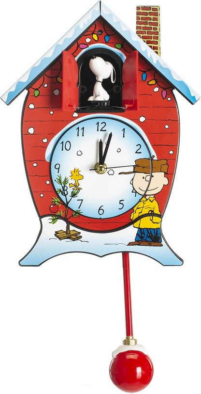 Mark Feldstein Peanuts Cuckoo Clock - Linus and Lucy Song, 17-Inch Red Design