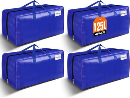 BlissTotes Heavy Duty Moving Bags - Extra Large Collapsible Storage Totes | 125L, 4 Pack with Tag Pockets