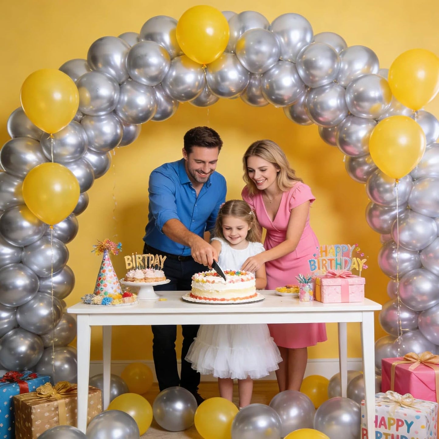 Metallic Silver Balloons by [Brand Name] - 12-Inch Latex Balloons for Birthday Party & Baby Shower | 110 Pack with Ribbons