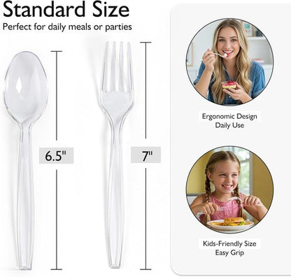 Heavy Duty Disposable Plastic Silverware Set by [Brand Name] | 200 Count Forks & Spoons - BPA Free Utensils for Parties & Daily Use