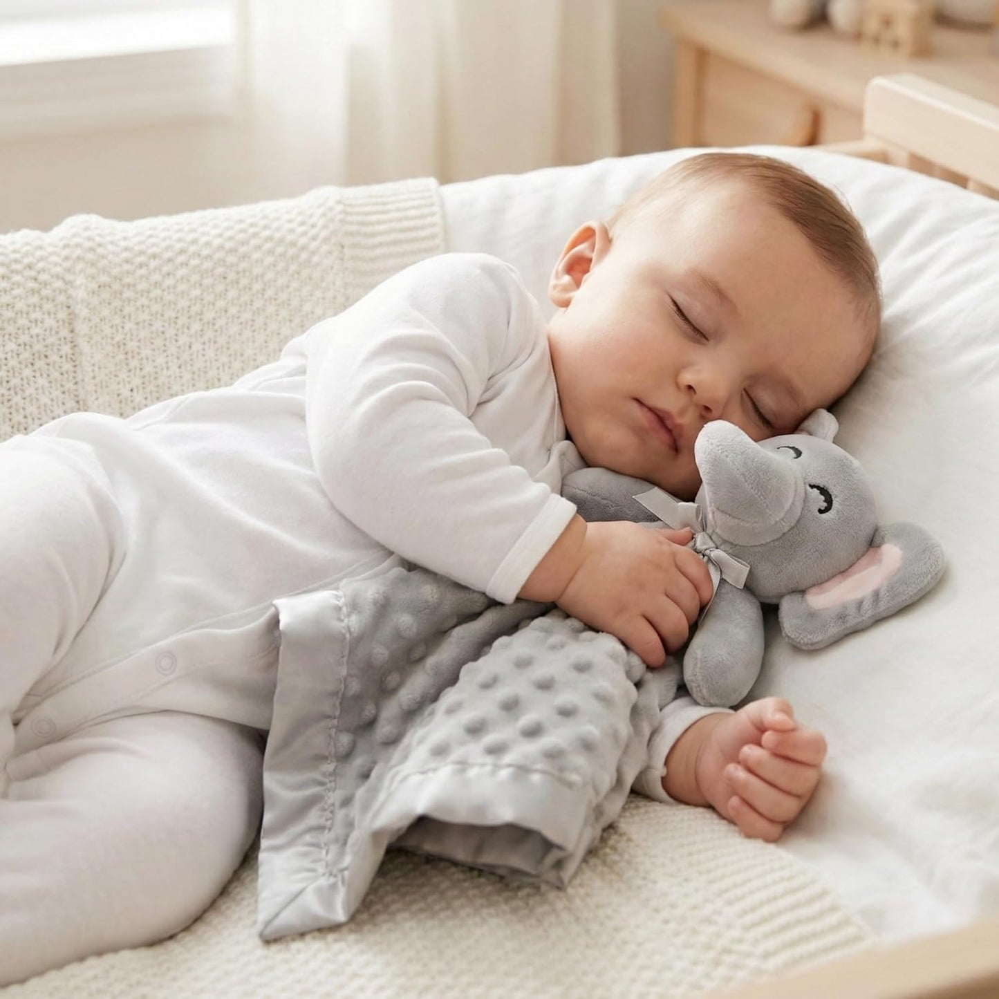 Pro Goleem Elephant Security Blanket - Soft Unisex Lovey Snuggle Toy for Newborns | Grey 16 Inch