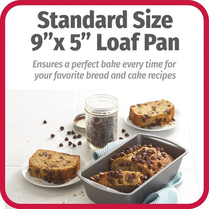 GoodCook Nonstick Loaf Pan - 9 x 5-Inch Heavy-Duty Bakeware with Easy-Clean Coating | Set of 2, Gray
