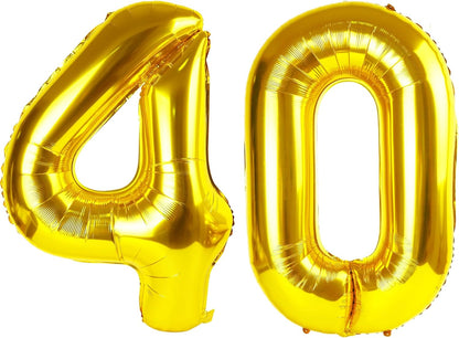 Number 40 Balloon - 40 Inch Gold Foil Decoration for 40th Birthday Celebrations | Perfect for Men & Women