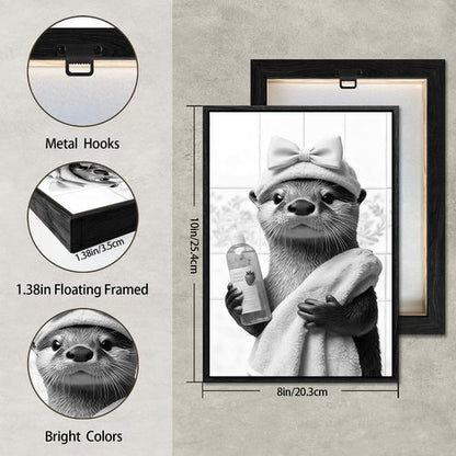 Funny Bathroom Wall Art - Black and White Canvas Prints | Humorous Framed Decor 8x10in