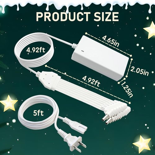 Lemax 4.5V Power Adapter - Lighted Accessory for Christmas & Halloween Village Decor | 12 Output White