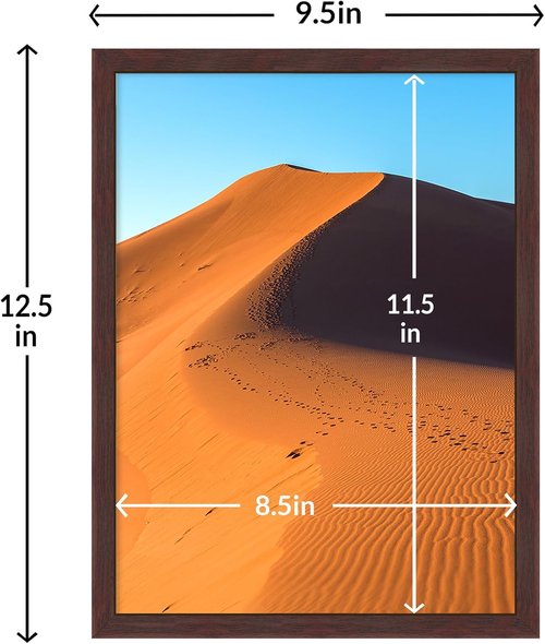 LaVie Home 9x12 Picture Frame - Classic Brown Wall Display Frame with HD Plexiglas | Vertical/Horizontal Use
