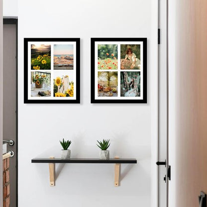 JCJMY 12x16 Picture Frame, 5x7 Collage Picture Frame, Display 4 Pcs 5x7 Photos or 12x16 Picture, Four Opening 5x7 Collage Frame for Wall Hanging, Lightweight 5 x 7 Multi Photo Frame, Black
