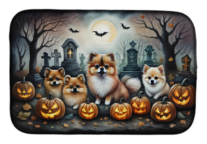 Caroline's Treasures DAC2068DDM Pomeranian Spooky Halloween Dish Drying Mat Absorbent Dish Drying Mat Pad for Kitchen Counter Dish Drainer Mat for Countertop, 14 x 21", Multicolor