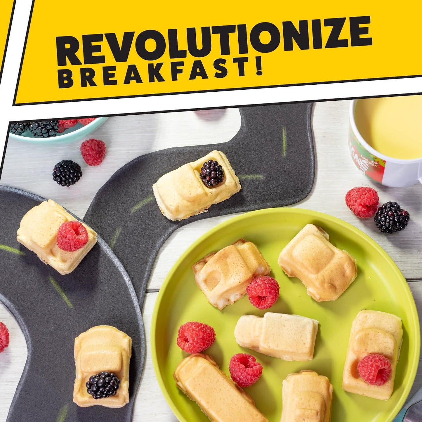 Skiennix Car Mini Waffle Maker - Create 7 Race Car & Truck Shaped Pancakes | Non-Stick Electric Waffler for Kids & Adults