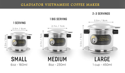 Vietnamese Coffee Maker Filter Set | French Press Style Coffee Filters | Pour Over Coffee Dripper | Portable Coffee Makers | Reusable Coffee Press (Large 15oz) (1)