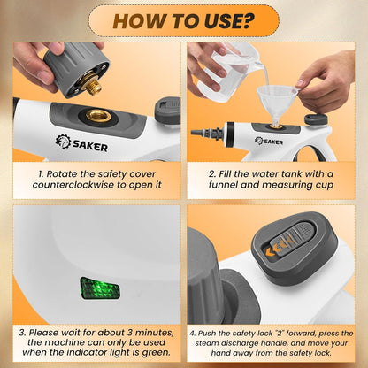Saker Handheld Steam Cleaner New,Portable Steam Cleaner for Home,1050W Steam Cleaner,8 Fiber Cloths for Quick Heating & Deep Cleaning of Floors, Cars, and Kitchen