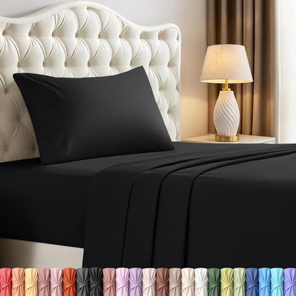 Utopia Bedding Twin XL Sheet Set - Soft Microfiber 3-Piece Bed Sheets in Black | Oeko Tex Certified