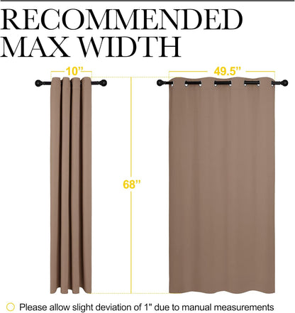 NICETOWN Blackout Window Curtains - Thermal Insulated Drapery Panels | Set of 2, 55x68 Inches, Cappuccino
