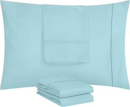 Utopia Bedding Standard Pillow Cases - 4 Pack - Soft Brushed Microfiber | Spa Blue, 20 x 26 Inches