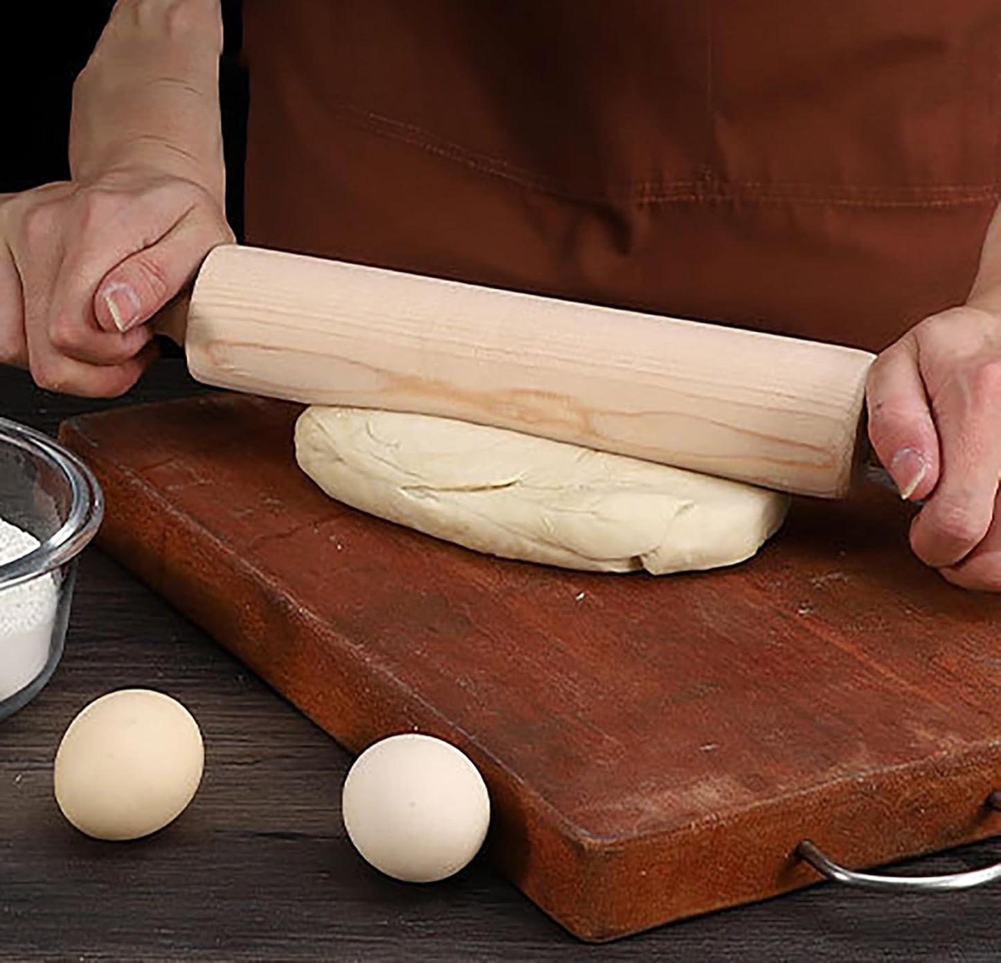 Skiennix 13.8 Inch Wooden Rolling Pin - Perfect for Kneading Dough for Bread, Pizza, Cookies & Noodles
