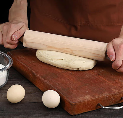Skiennix 13.8 Inch Wooden Rolling Pin - Perfect for Kneading Dough for Bread, Pizza, Cookies & Noodles