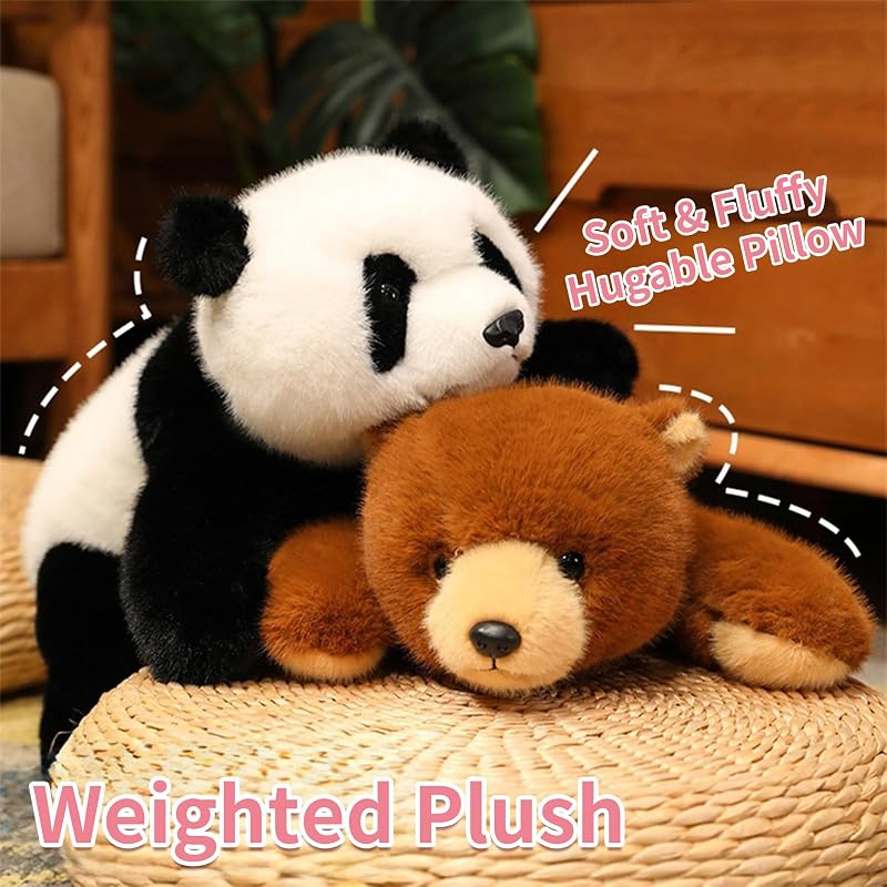 Weighted Panda Stuffed Animal Pillow — 11.8 Inch Black & White Panda Plush