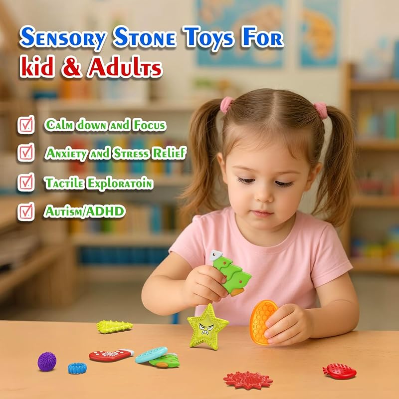 Advent Calendar Fidget Toys Set - 24 Day Sensory Stone for Kids & Adults, Stress Relief