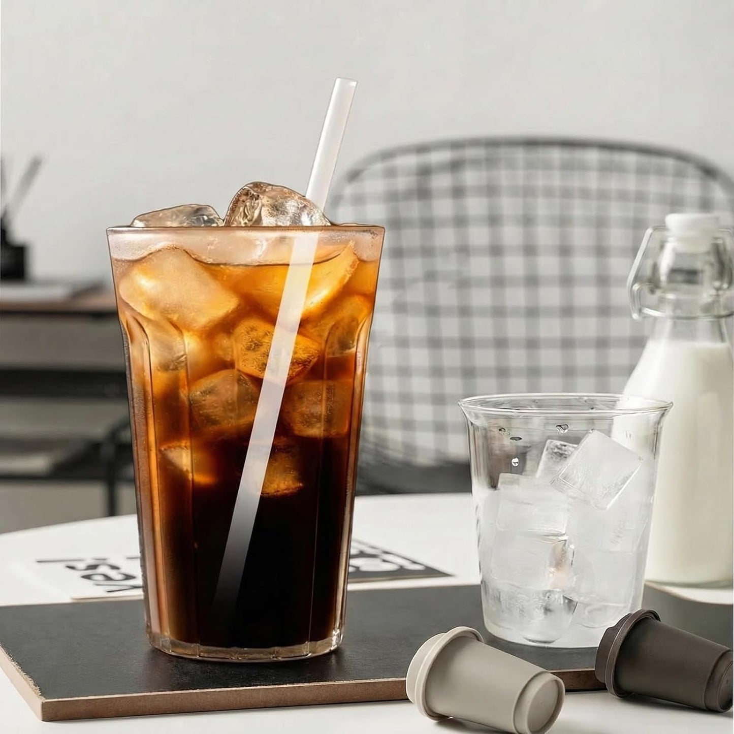 MOLOVA Reusable Straws for Stanley Cup | 4-Pack with Cleaning Brush, BPA Free & Dishwasher Safe - Clear/White/Black