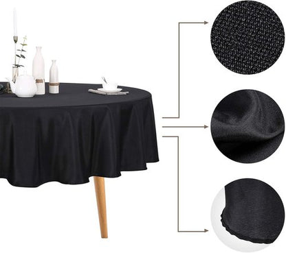 Ascoza 70-Inch Black Round Tablecloth - Durable Polyester for Weddings, Banquets & Parties