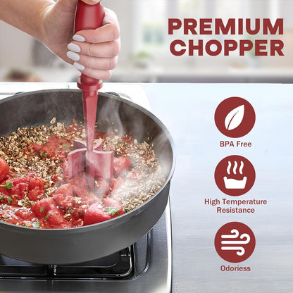Upgrade Meat Chopper by [Brand Name] - Premium Heat Resistant Hamburger Smasher | Non-Stick Grinder in Red