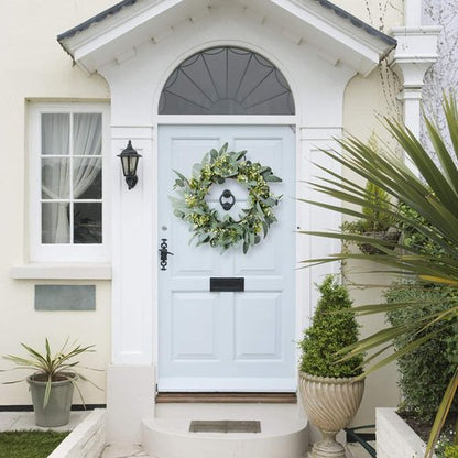Eucalyptus Wreath - 19'' Green Spring & Summer Decor | Artificial Farmhouse Indoor & Outdoor Mini Wreath