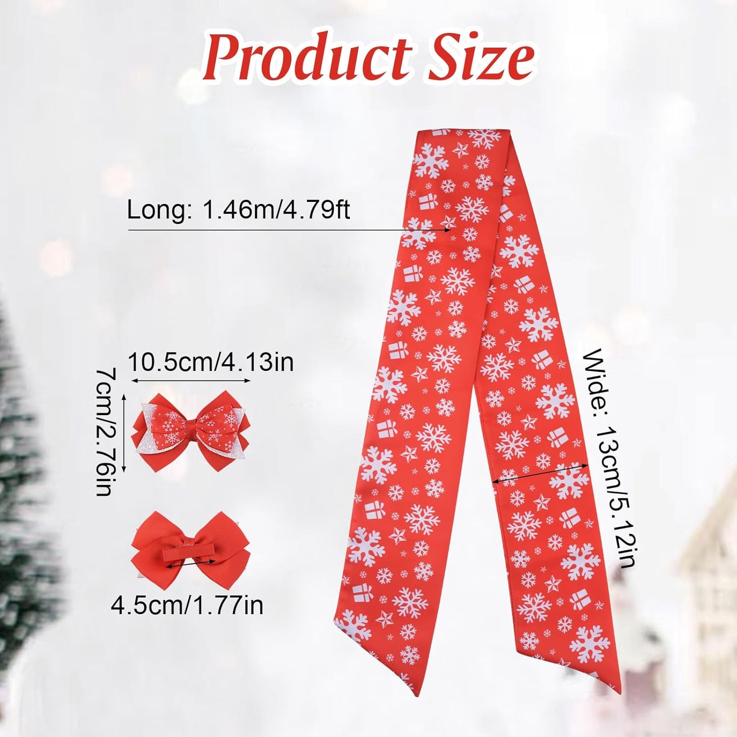 Red Satin Sash by Wreath - 2pcs Front Door Decor with Christmas Bow Embroidery | Indoor/Outdoor Use