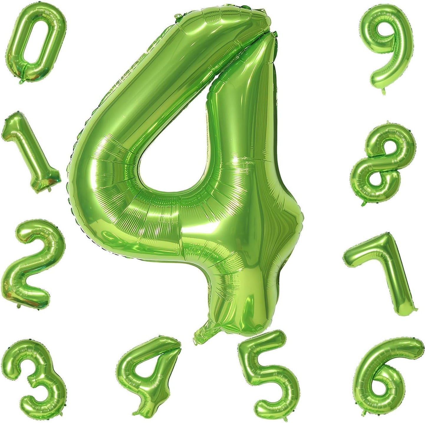 Skiennix 40-Inch Green Foil Number 4 Balloon - Self-Inflating Helium Decoration for Jungle Birthday Parties