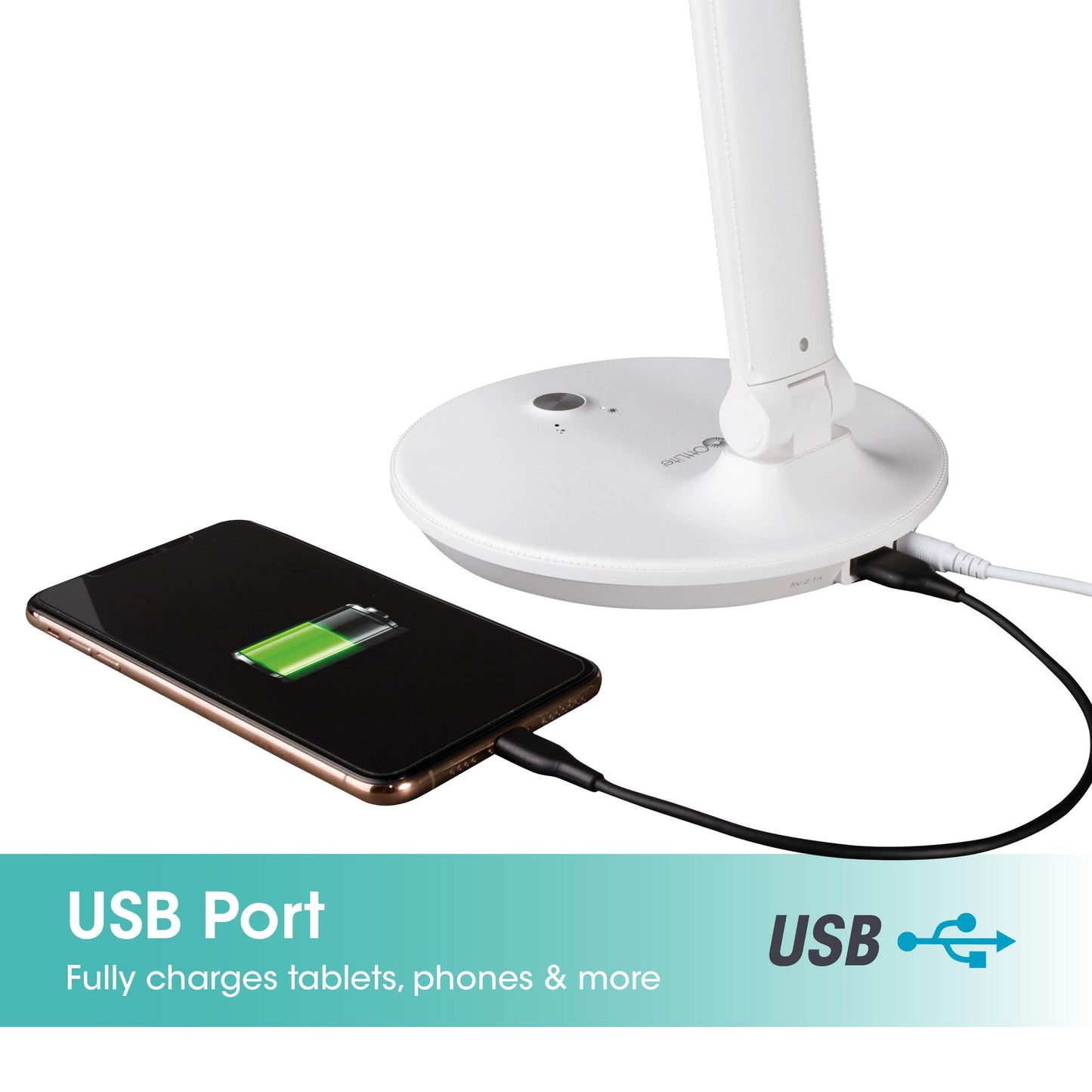 OttLite Good Housekeeping Sanitizing Light & Desk Lamp with USB Charging, LED Desk Lamp, Book Light, Reading Light, Touch Activated, Flexible Neck, Desk Light for Home Office, Light Stand