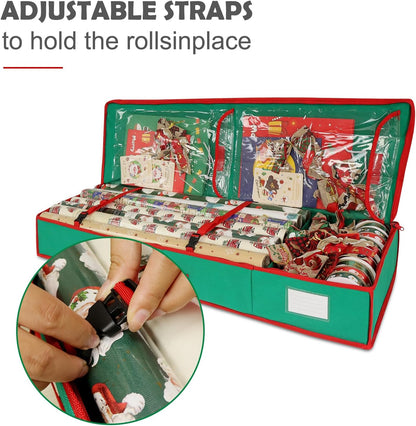 Regine Switzerland Christmas Wrapping Paper Organizer - Storage Bag with Interior Pockets, Fits 27 Rolls