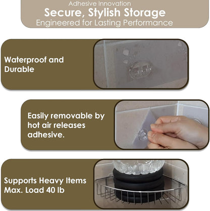 Skiennix Shower Caddy Adhesive Replacement Stickers - 10 Pack of Assorted Wire Hooks for Easy Organization