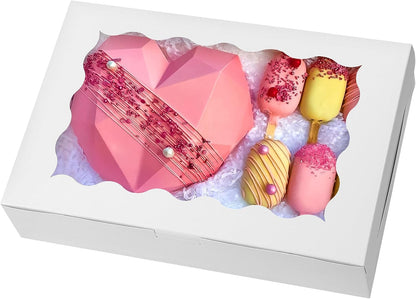 Moretoes Bakery Boxes - 15pcs Cookie Boxes with Window | 12x8x2.5 Inches for Treats & Desserts
