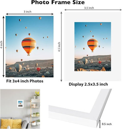JCJMY 3x4 Picture Frame - Black Tabletop & Wall Display with Shatter-Resistant Plexiglass