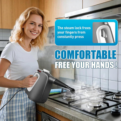 Skiennix Pressurized Handheld Steam Cleaner - 1350W Multi-Purpose Steamer with 14 Accessories | Safe & Portable for Home, Car, and More