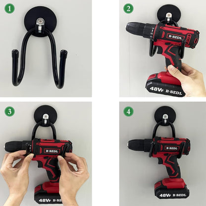 Skiennix Heavy-Duty Magnetic Hooks - 4 Pack Power Tool Organizer for Garage & Workshop Storage