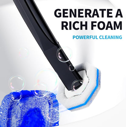 Skiennix Disposable Toilet Brush Set - 50 Cleaner Refills & Wall Mounted Holder | Bathroom Cleaning Kit
