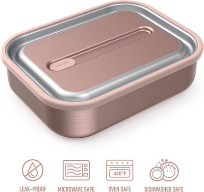Bentgo MicroSteel Lunch Box - Leak-Proof, Microwave & Oven Safe, Bento-Style, Rose Gold