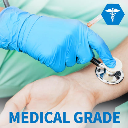 Medguy Medical Blue Nitrile Exam Gloves - 4.5 Mil, 100 Pcs, Powder-Free & Latex-Free, Food-Safe