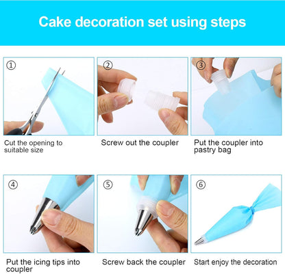 Wilton 34-Piece Cake Decorating Set - Piping Bags, 24 Stainless Steel Tips & Icing Smoothers