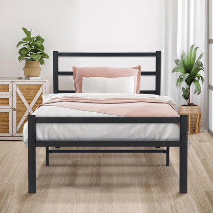 LUSIMO Twin Metal Platform Bed Frame with Headboard 14 Inch Bed Frame No Box Spring Needed Heavy Duty Mattress Foundation Easy Assembly Black