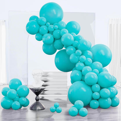 PartyWoo Teal Balloon Arch Kit - 152-Piece Set with 18, 12, 10, 5 Inch Balloons for Baby Showers & Birthday Parties