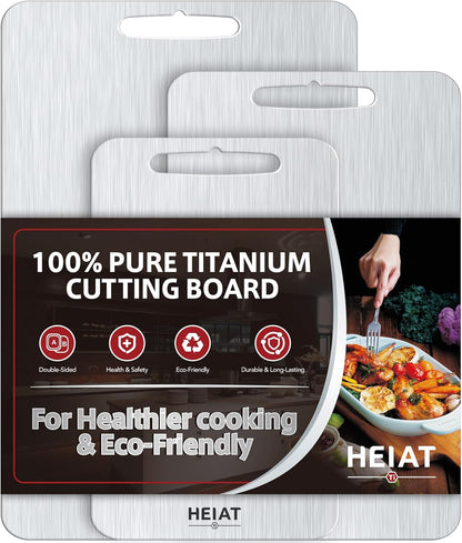 Titanium Cutting Board Set - 100% Pure Non-Toxic Double-Sided Kitchen Boards | Includes 3 Sizes